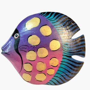 Wooden Tropical Fish Scarf Slip  Hand Painted